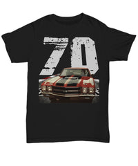 Red 1970 Chevy Chevelle SS 454 bracket race muscle car - Graphic T-shirt for your Car Guy colors - Muscle Car Crush