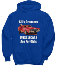 Silly Greasers, Muscle Cars are for Girls, AMX muscle car - Quality Hoodie for your Car Girl royal blue - Muscle Car Crush